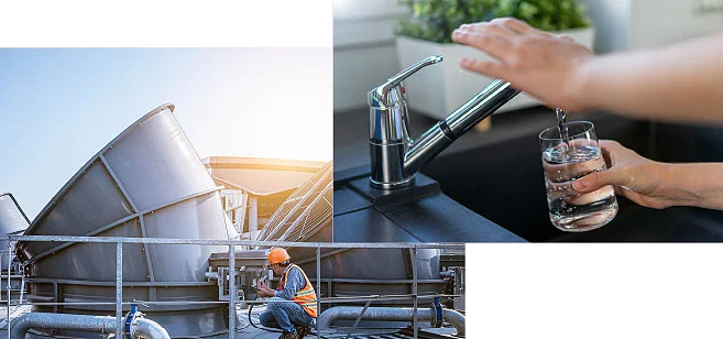 Wartung und Prüfung industrieller Wassersysteme zur Vorbeugung von Legionellen.